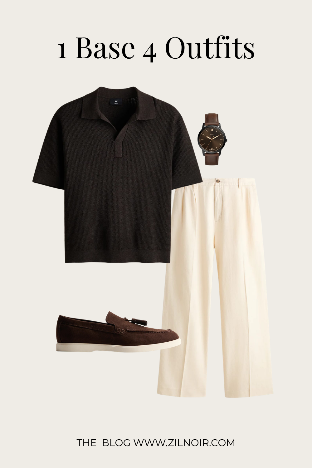 Striped camp shirt + cream trousers