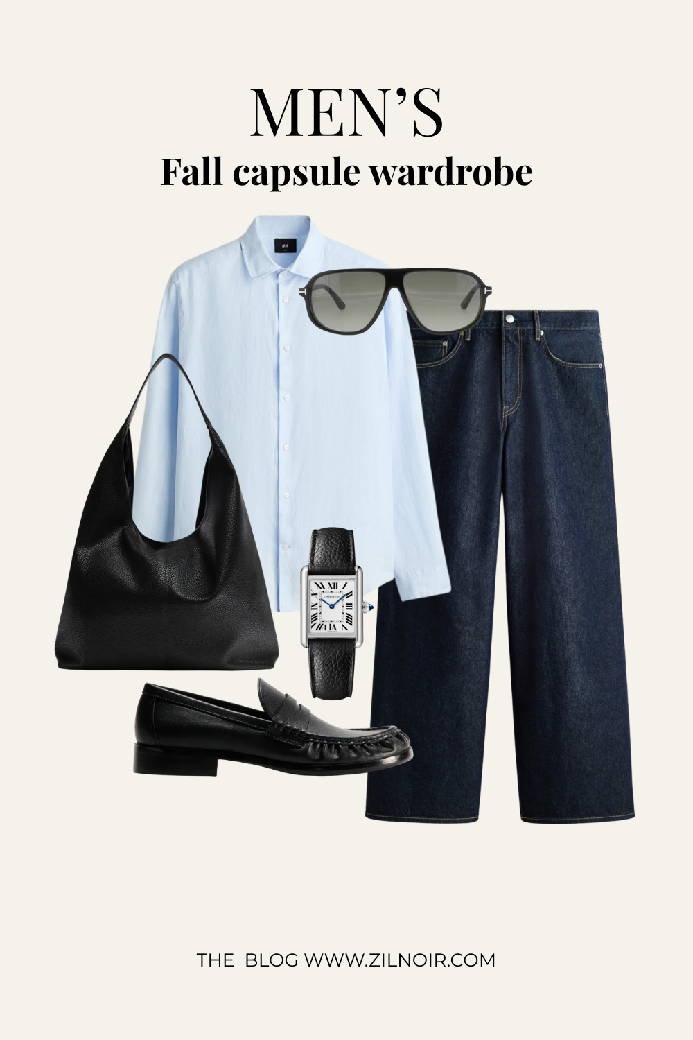 Light blue shirt + dark wash jeans